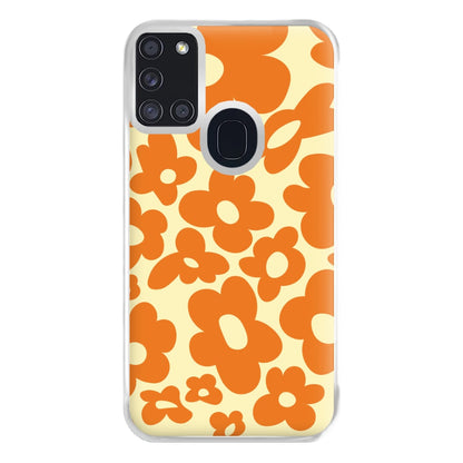 Orange Flowers - Trippy Patterns Phone Case for Galaxy A21s