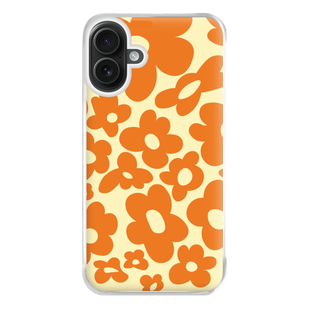 Orange Flowers - Trippy Patterns Phone Case for iPhone 16 Plus