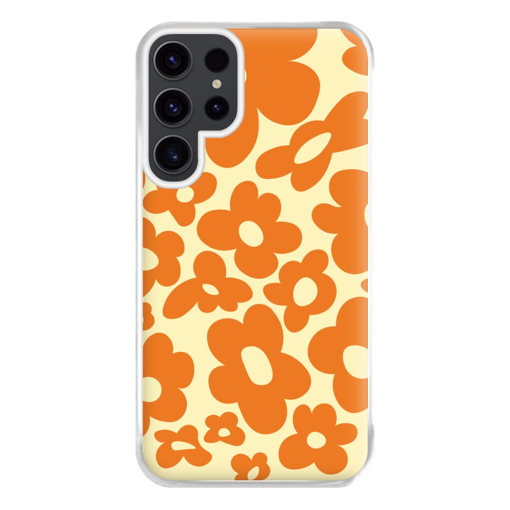 Orange Flowers - Trippy Patterns Phone Case for Galaxy S23 Ultra