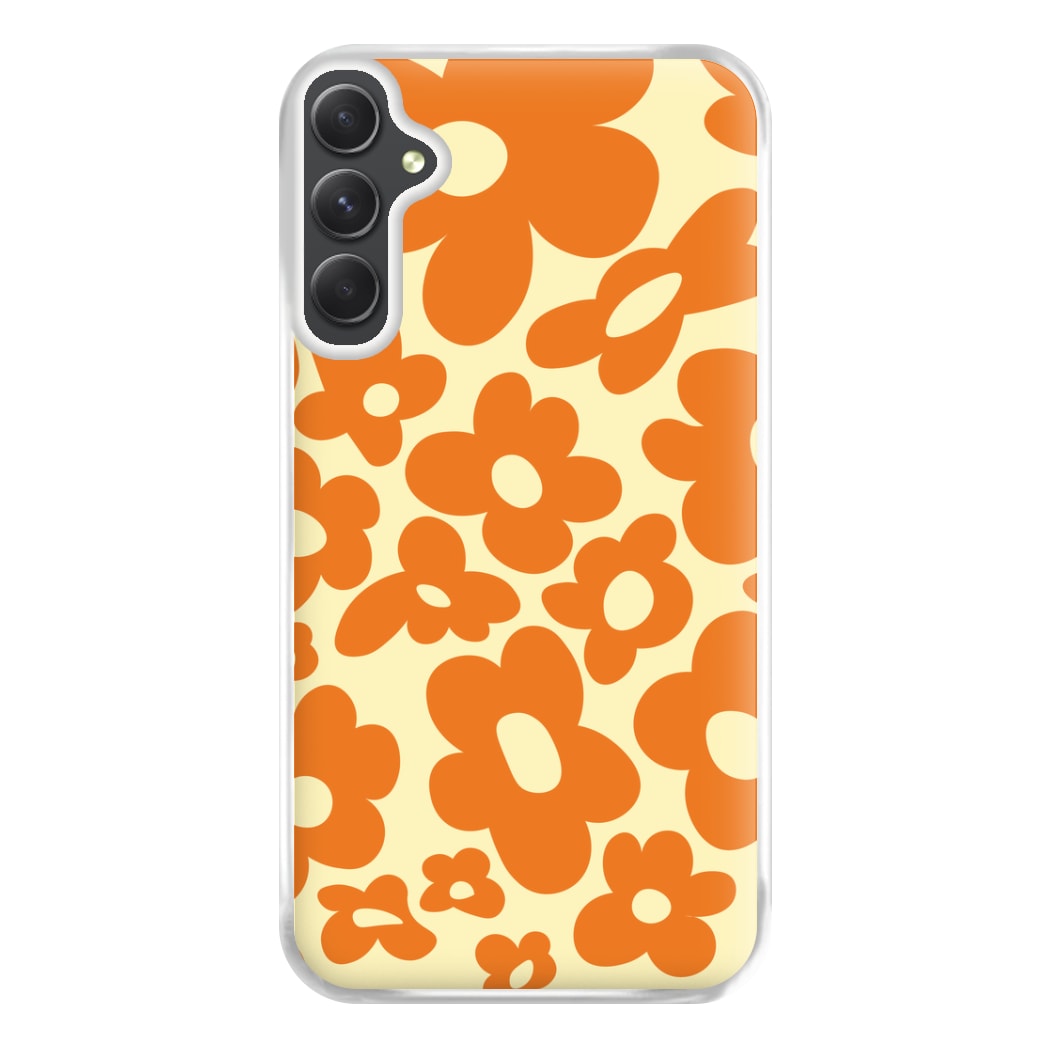 Orange Flowers - Trippy Patterns Phone Case for Galaxy A14