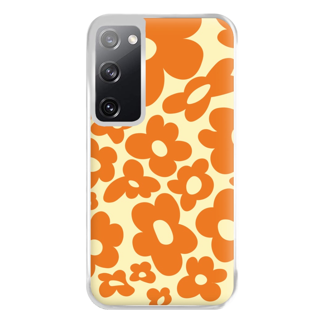 Orange Flowers - Trippy Patterns Phone Case for Galaxy S20