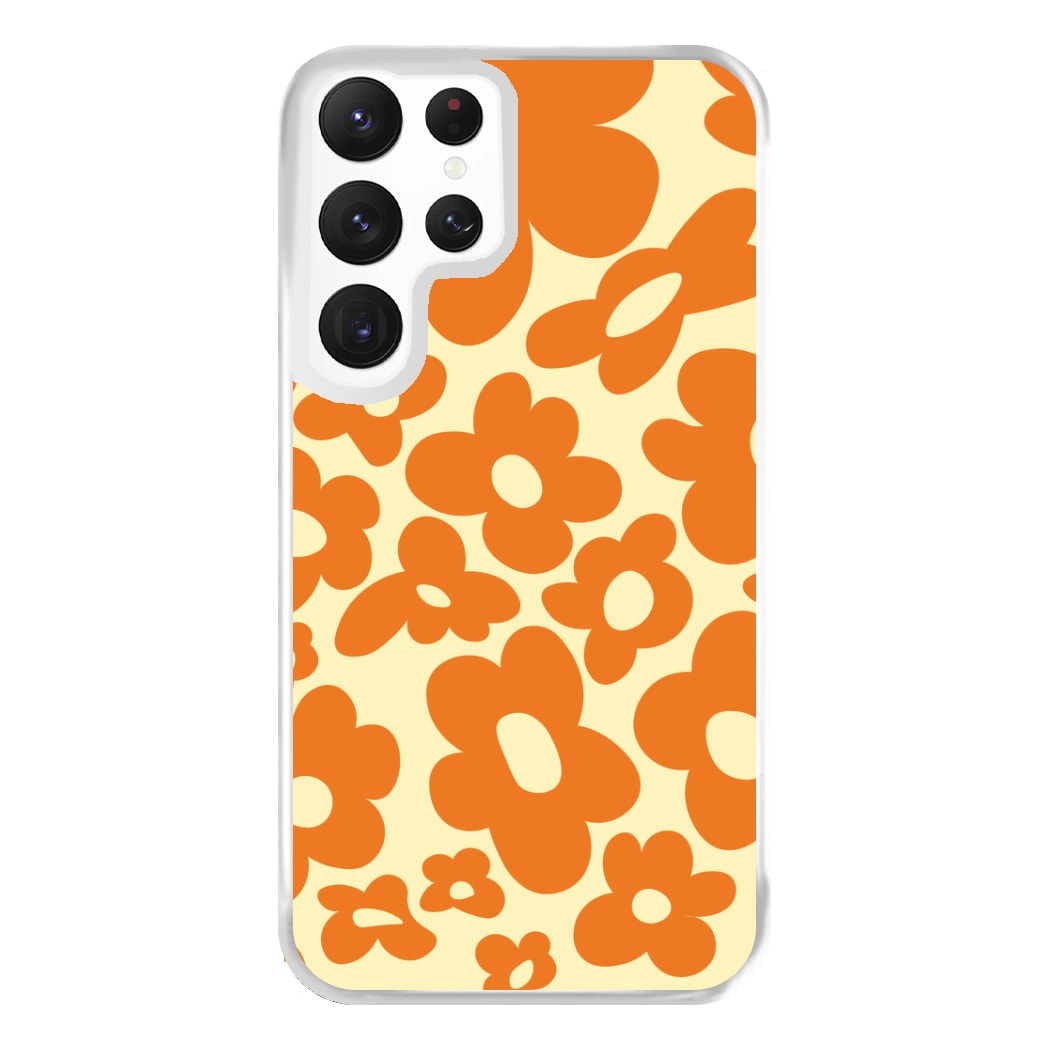 Orange Flowers - Trippy Patterns Phone Case for Galaxy S22 Ultra