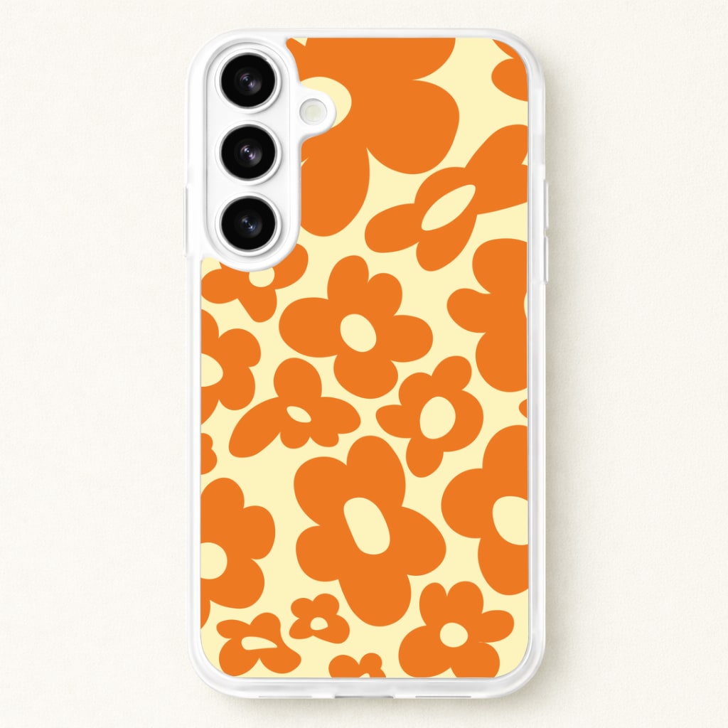 Orange Flowers - Trippy Patterns Phone Case for Galaxy S26 Plus