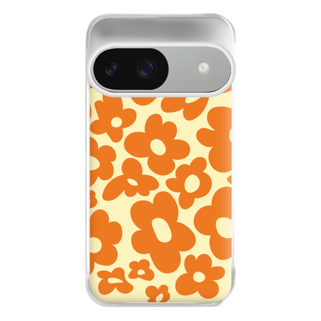 Orange Flowers - Trippy Patterns Phone Case for Google Pixel 9 / 9 Pro