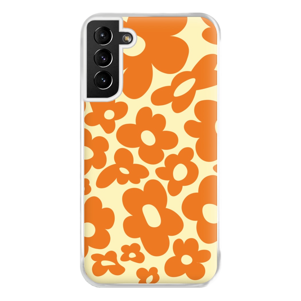 Orange Flowers - Trippy Patterns Phone Case for Galaxy S21 Plus