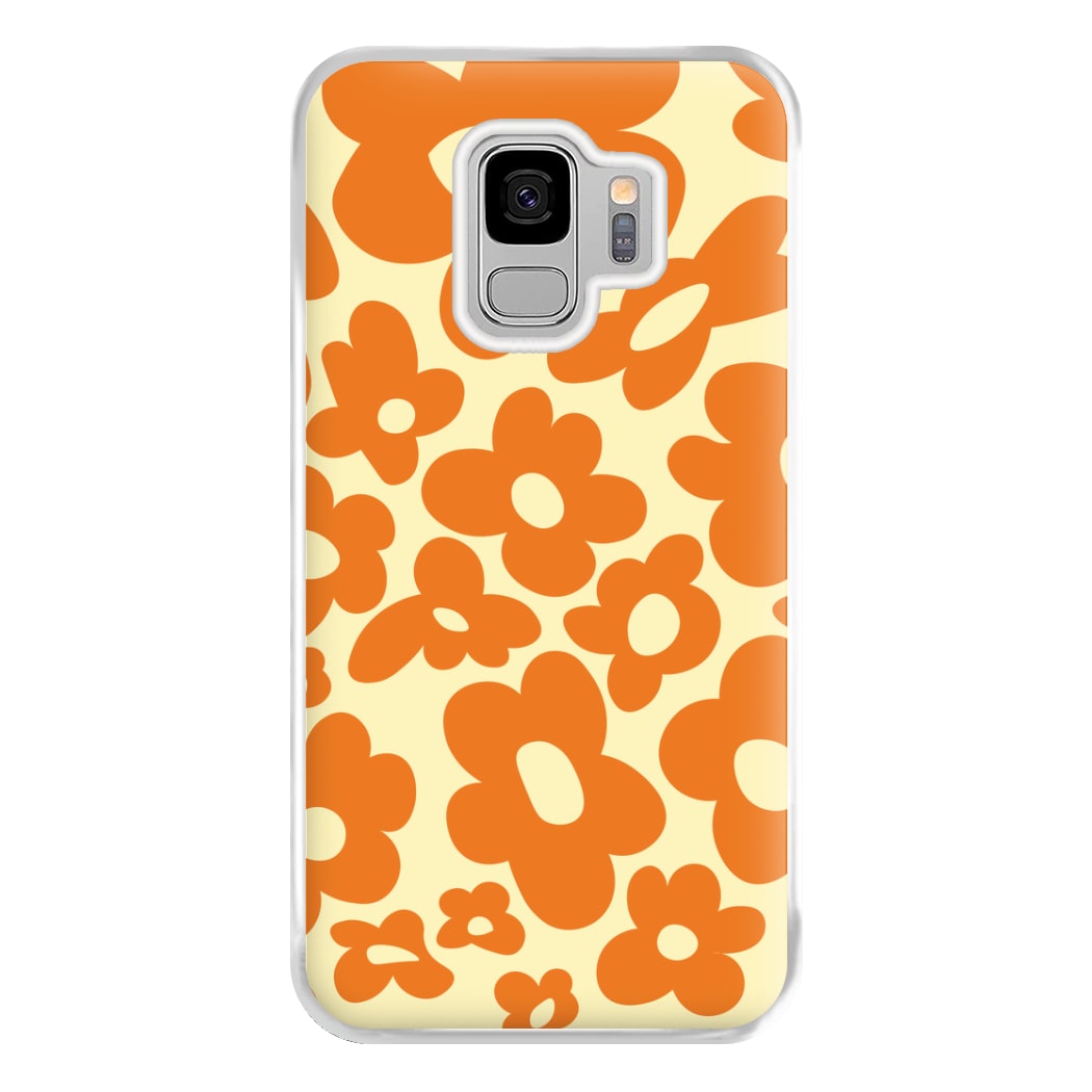 Orange Flowers - Trippy Patterns Phone Case for Galaxy S9 Plus