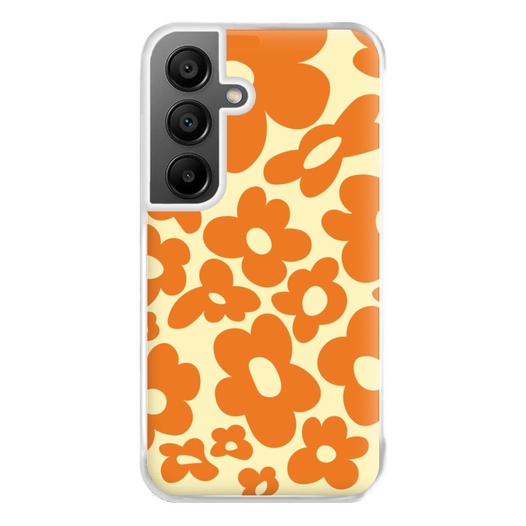 Orange Flowers - Trippy Patterns Phone Case for Galaxy A55