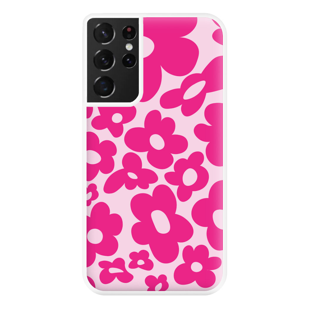 Pink Flowers - Trippy Patterns Phone Case for Galaxy S21 Ultra