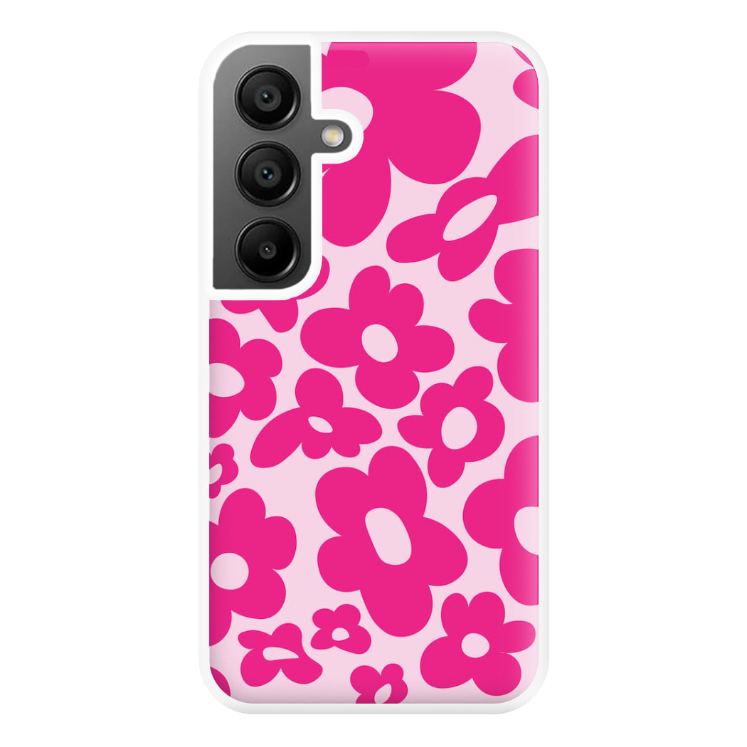 Pink Flowers - Trippy Patterns Phone Case for Galaxy A55