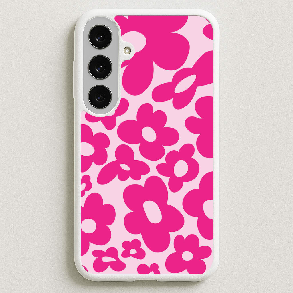 Pink Flowers - Trippy Patterns Phone Case for Galaxy S25FE