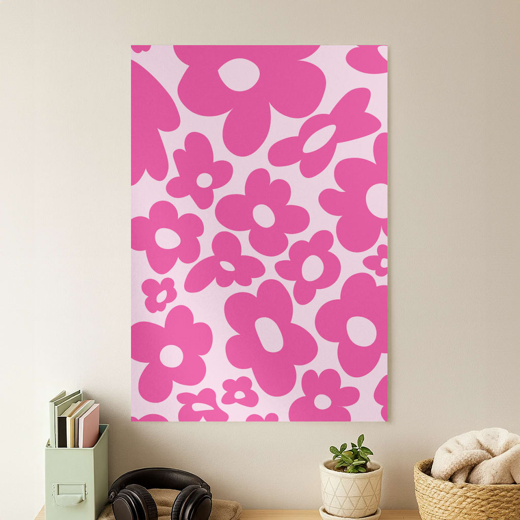 Pink Flowers - Trippy Patterns Poster