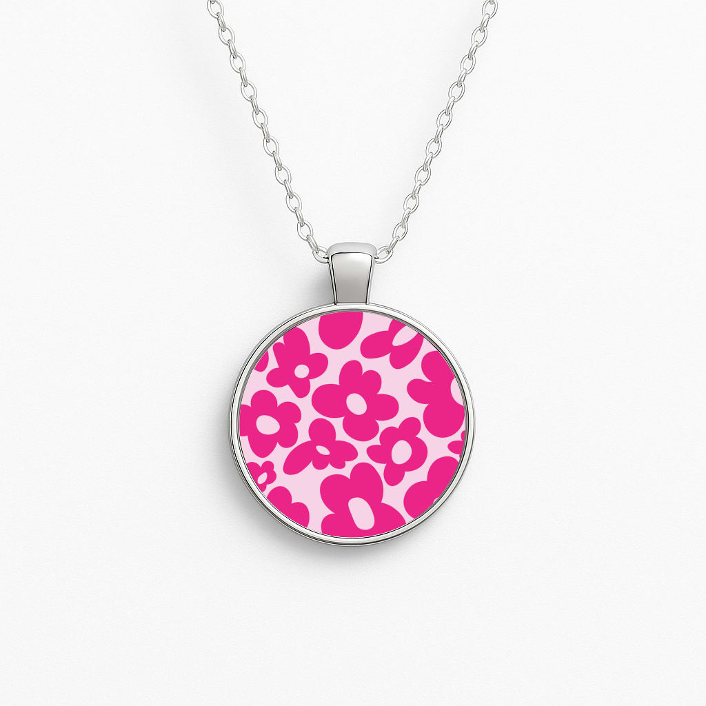 Pink Flowers - Trippy Patterns Necklace