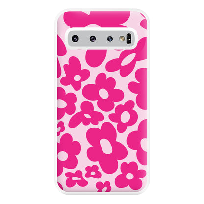 Pink Flowers - Trippy Patterns Phone Case for Galaxy S10 Plus