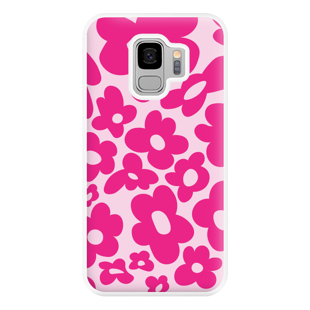 Pink Flowers - Trippy Patterns Phone Case for Galaxy S9 Plus