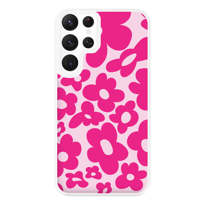 Pink Flowers - Trippy Patterns Phone Case for Galaxy S22 Ultra