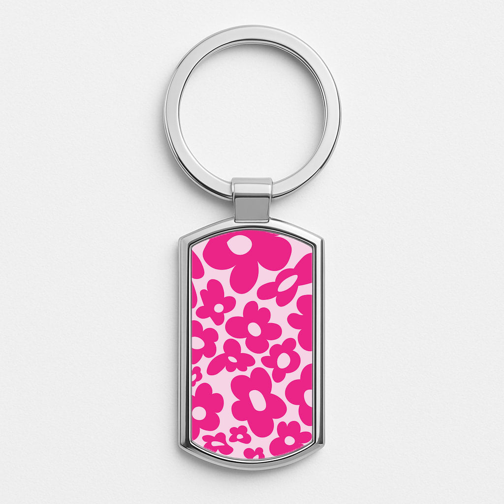 Pink Flowers - Trippy Patterns Luxury Keyring