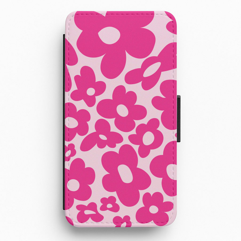 Pink Flowers - Trippy Patterns Flip / Wallet Phone Case