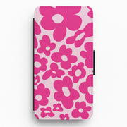 Pink Flowers - Trippy Patterns Flip / Wallet Phone Case 1