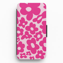 Pink Flowers - Trippy Patterns Flip / Wallet Phone Case
