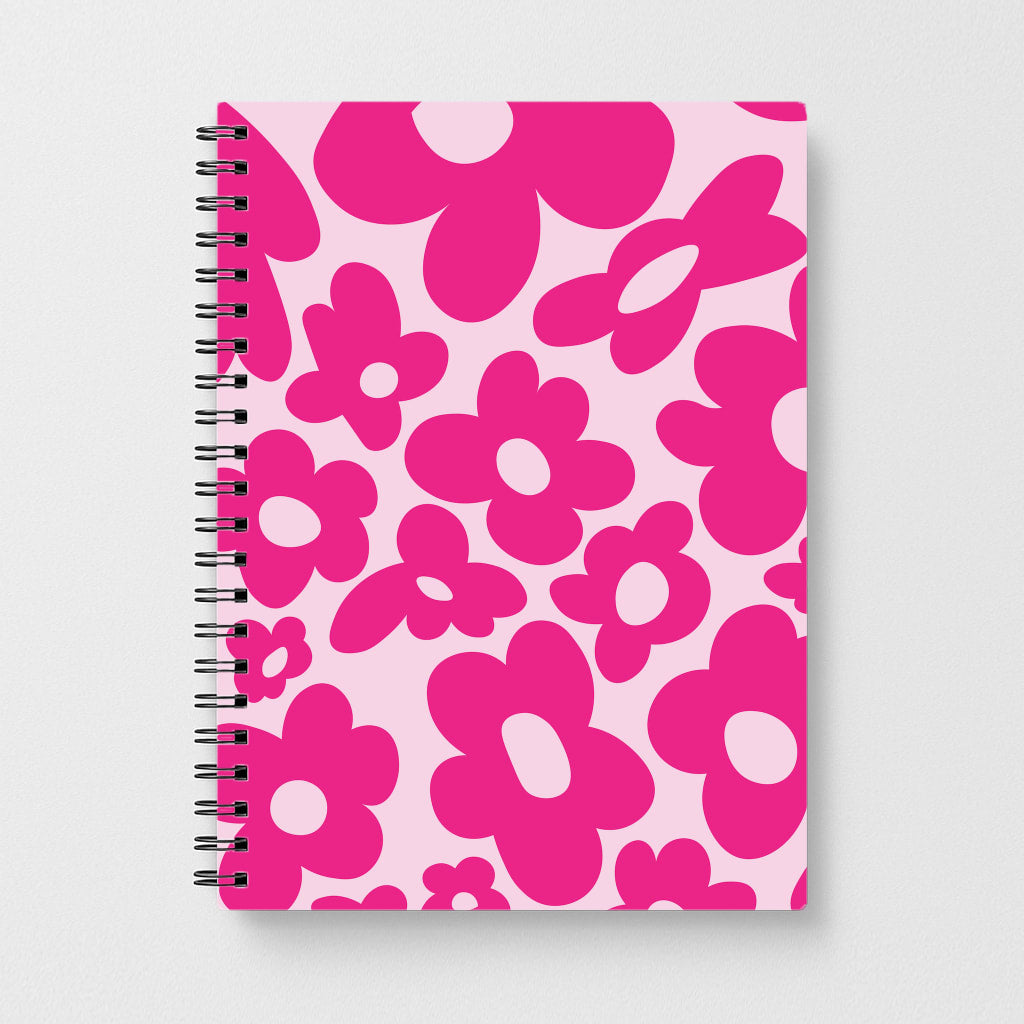 Pink Flowers - Trippy Patterns Notebook