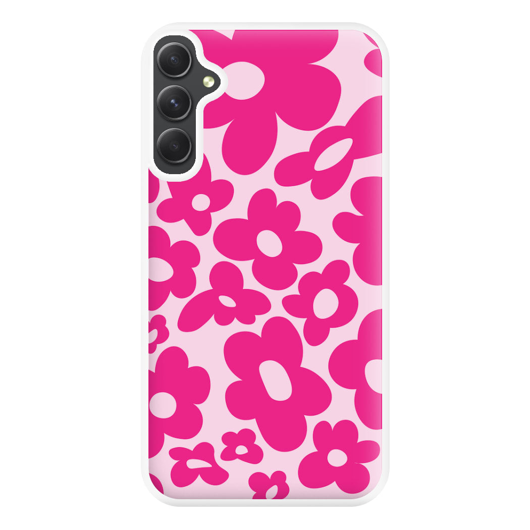 Pink Flowers - Trippy Patterns Phone Case for Galaxy A14