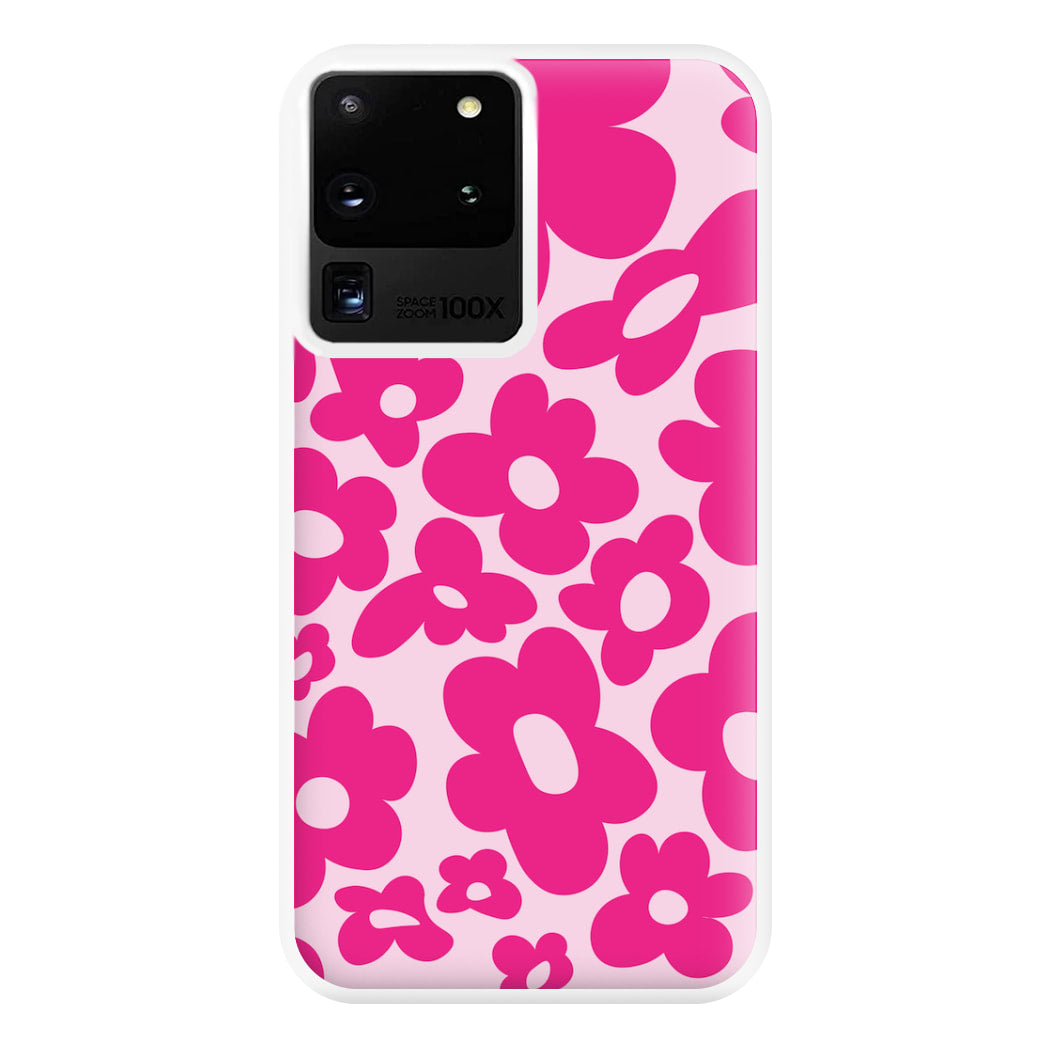 Pink Flowers - Trippy Patterns Phone Case for Galaxy S20 Ultra