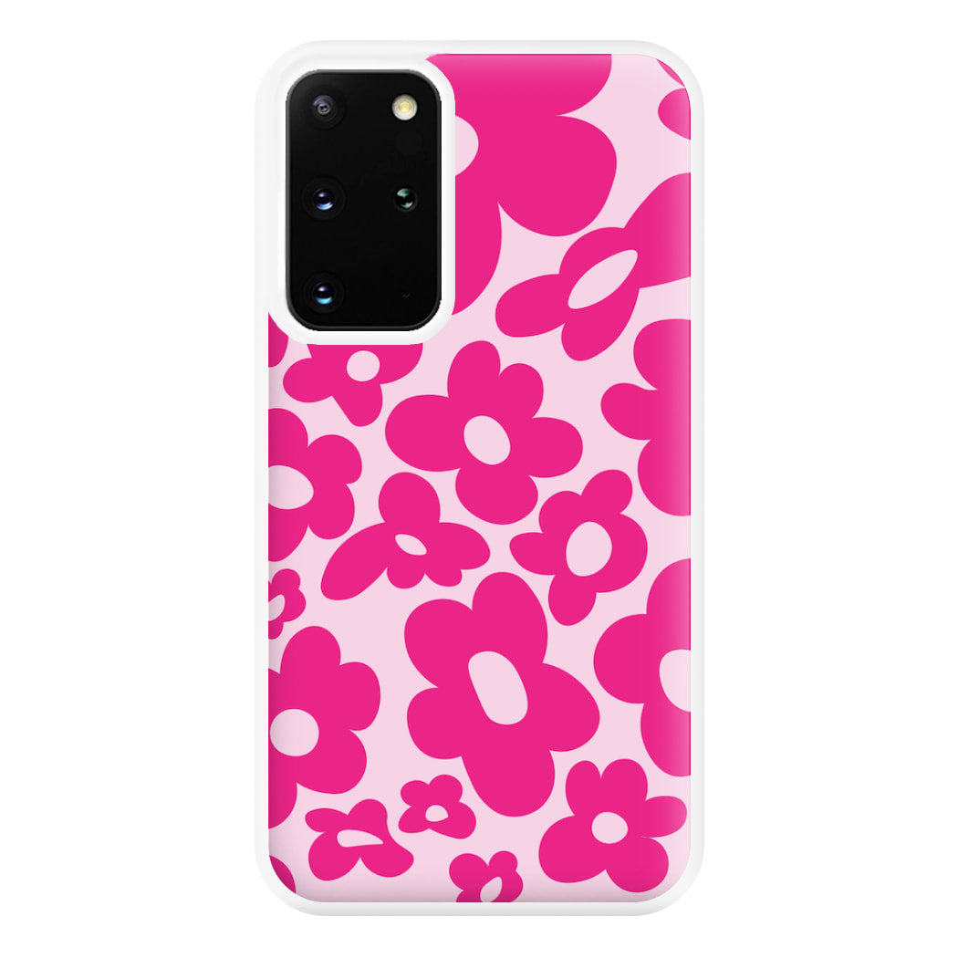 Pink Flowers - Trippy Patterns Phone Case for Galaxy S20 Plus