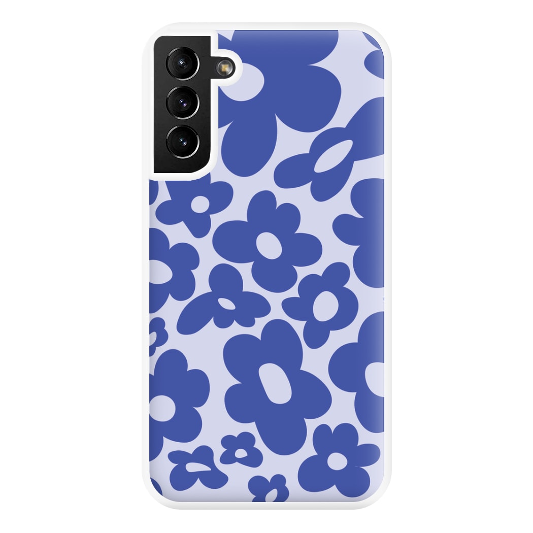 Blue Flowers - Trippy Patterns Phone Case for Galaxy S21 Plus