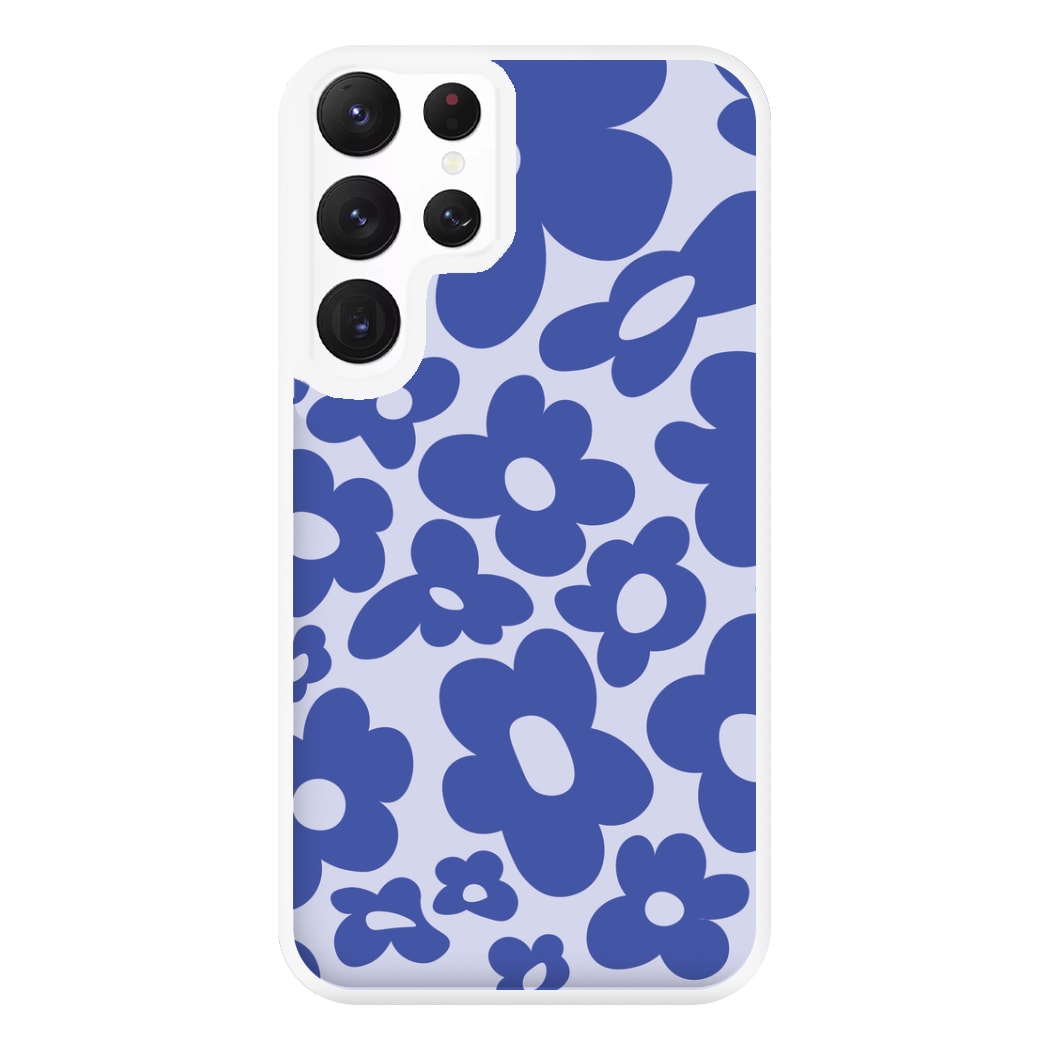 Blue Flowers - Trippy Patterns Phone Case for Galaxy S22 Ultra