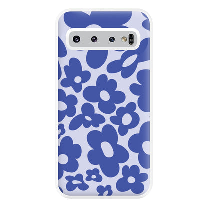 Blue Flowers - Trippy Patterns Phone Case for Galaxy S10 Plus