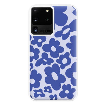 Blue Flowers - Trippy Patterns Phone Case for Galaxy S20 Ultra