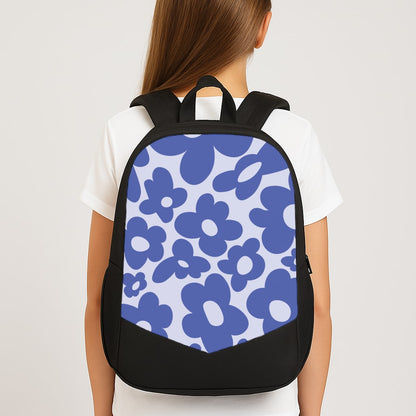 Blue Flowers - Trippy Patterns Large School Bag