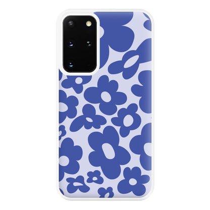 Blue Flowers - Trippy Patterns Phone Case for Galaxy S20 Plus