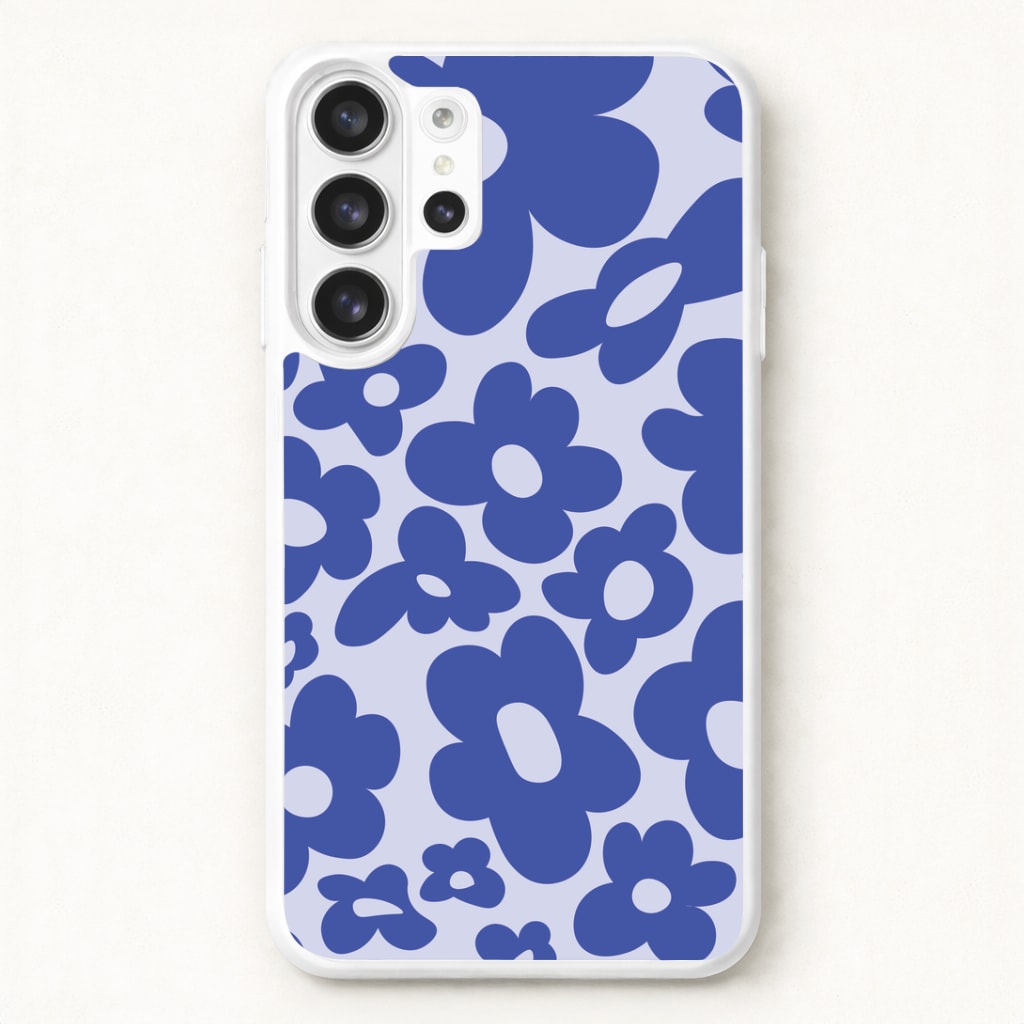Blue Flowers - Trippy Patterns Phone Case for Galaxy S26 Ultra