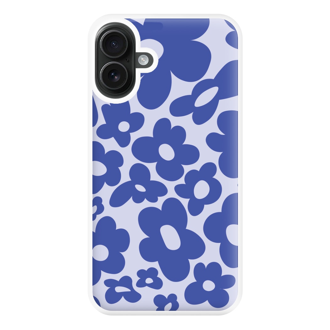 Blue Flowers - Trippy Patterns Phone Case for iPhone 16 Plus