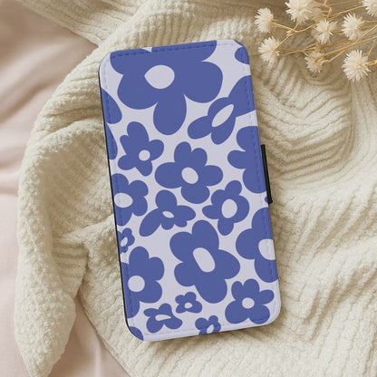 Blue Flowers - Trippy Patterns Wallet Phone Case