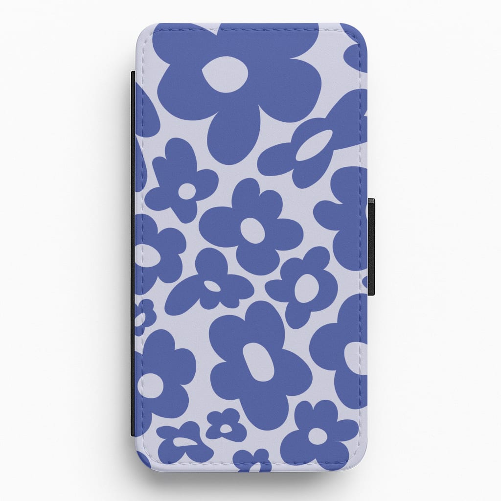 Blue Flowers - Trippy Patterns Flip / Wallet Phone Case
