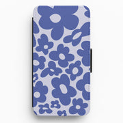 Blue Flowers - Trippy Patterns Flip / Wallet Phone Case 1