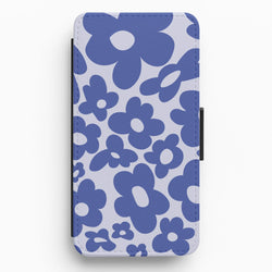 Blue Flowers - Trippy Patterns Flip / Wallet Phone Case