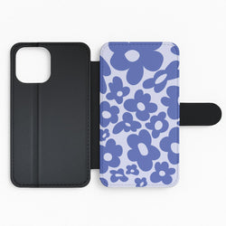 Blue Flowers - Trippy Patterns Flip Phone Case