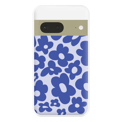 Blue Flowers - Trippy Patterns Phone Case for Google Pixel 7a