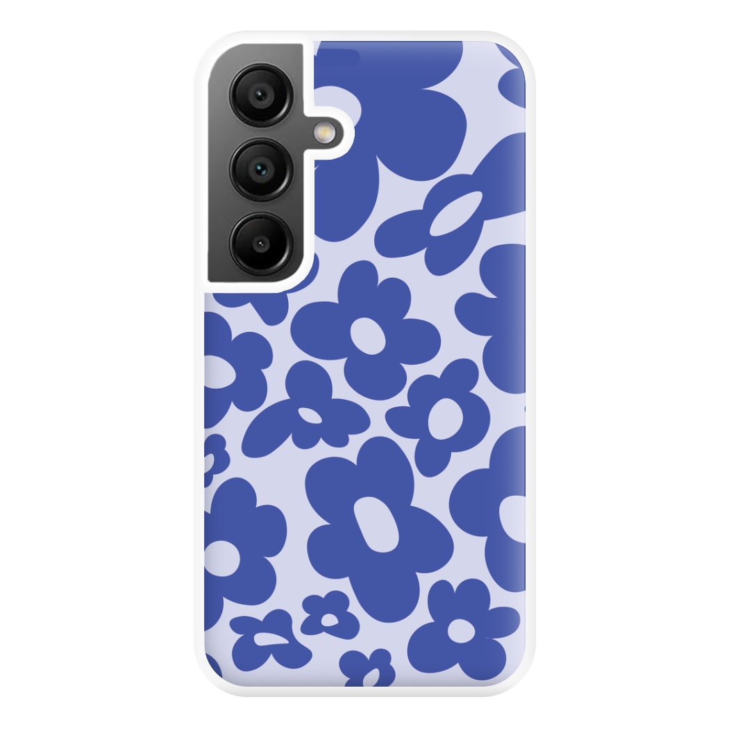 Blue Flowers - Trippy Patterns Phone Case for Galaxy A55