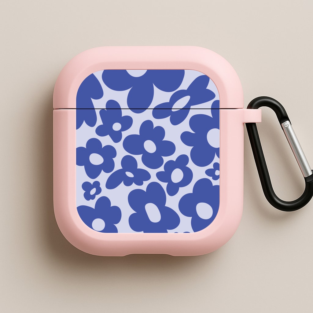 Blue Flowers - Trippy Patterns Pink AirPods Case