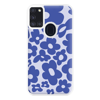 Blue Flowers - Trippy Patterns Phone Case for Galaxy A21s