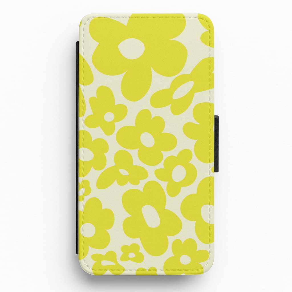 Yellow Flowers - Trippy Patterns Flip / Wallet Phone Case