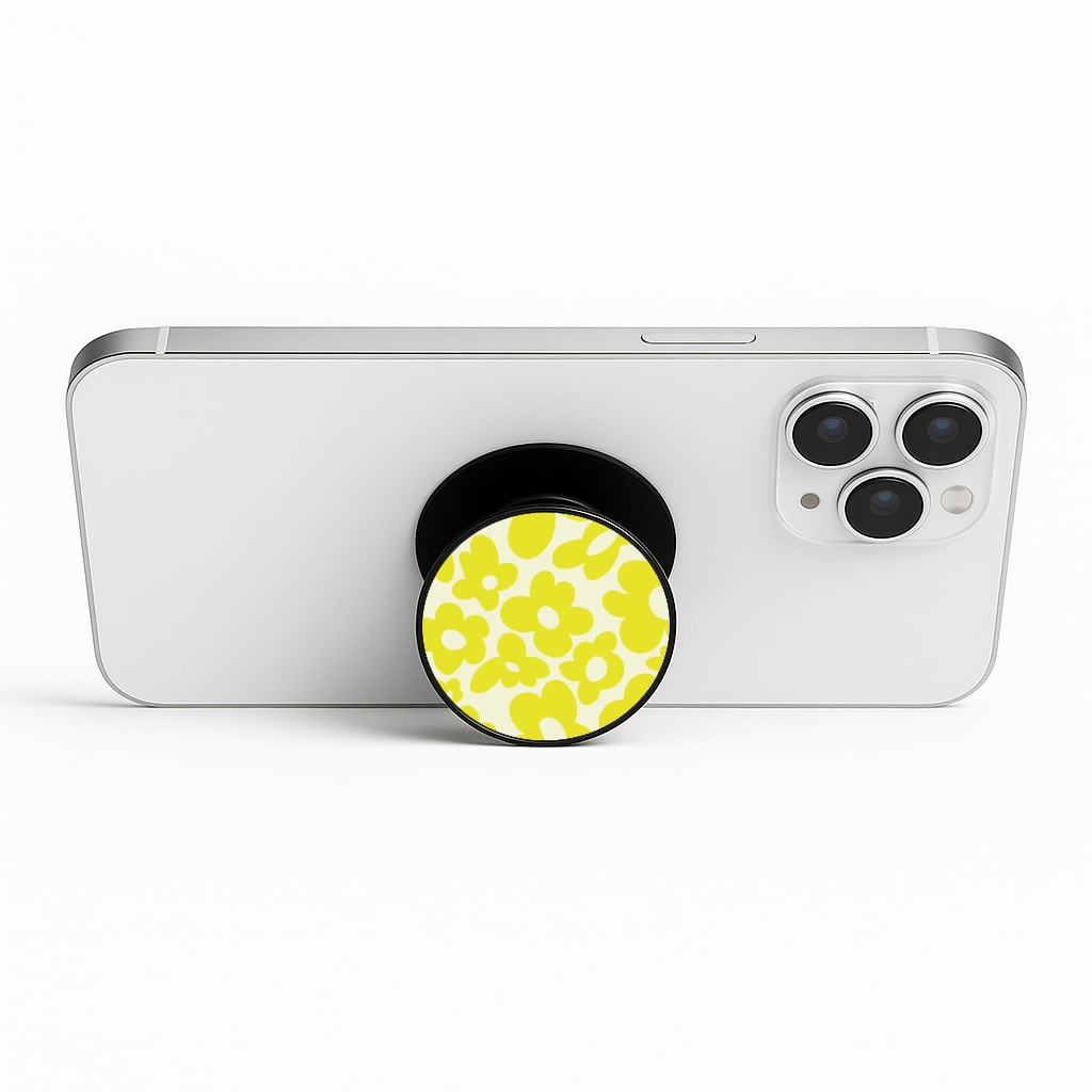 Yellow Flowers - Trippy Patterns Phone Stand