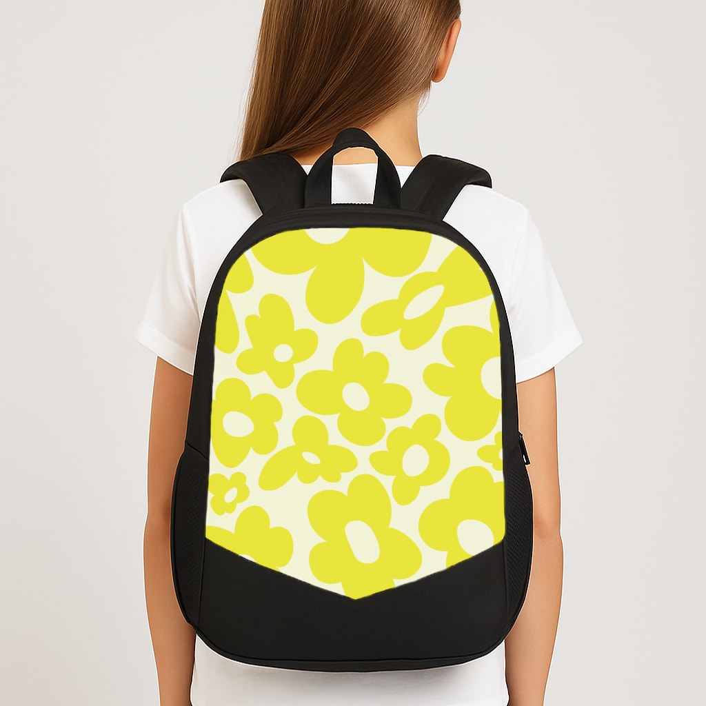 Yellow Flowers - Trippy Patterns Large School Bag