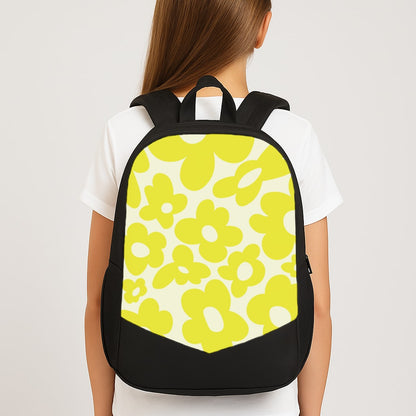 Yellow Flowers - Trippy Patterns Large School Bag