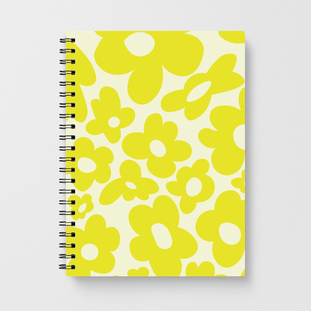 Yellow Flowers - Trippy Patterns Notebook