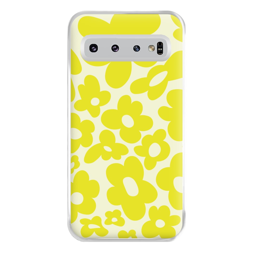 Yellow Flowers - Trippy Patterns Phone Case for Galaxy S10 Plus